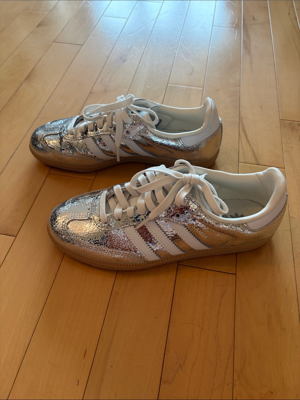 Adidas Sambas OG Shoes - Silver Metallic / Cloud White / Core White, size 7.5 - Picture 3 of 10
